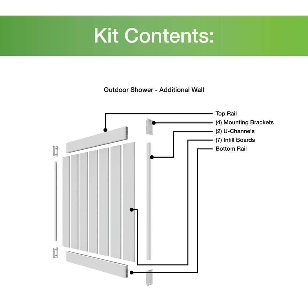 Barrette Outdoor Living 5 ft. x 3.5 ft. White Vinyl Outdoor Changing Room Side Wall