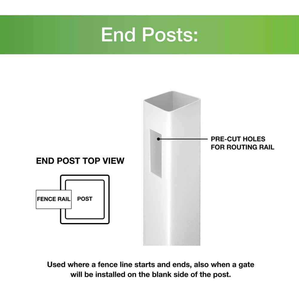 Barrette Outdoor Living Carson 5 in. x 5 in. x 9 ft. White Vinyl Fence End Post