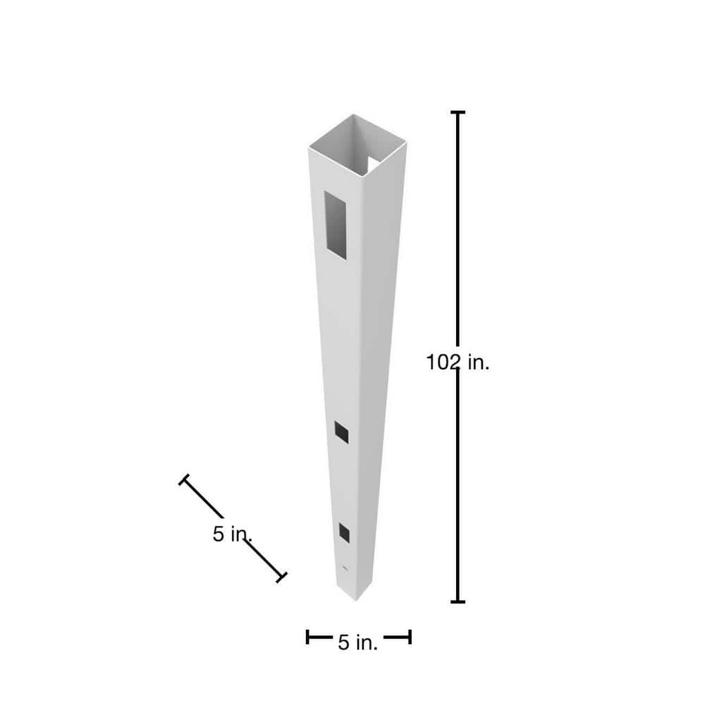 Barrette Outdoor Living 5 in. x 5 in. x 8.5 ft. White Vinyl Fence Line Post