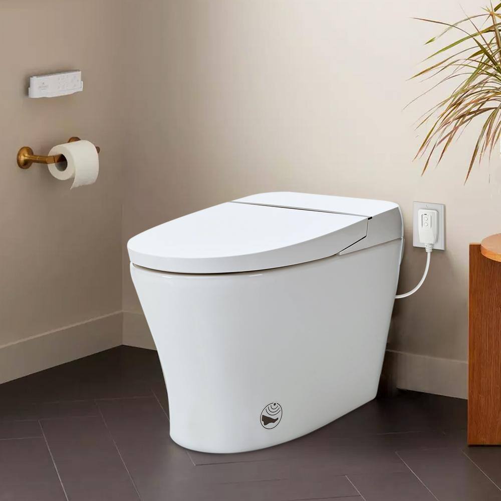 Smart Round Bidet Toilet with LED Light & Self-Cleaning Nozzle