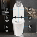 Smart Bidet Toilet with Heated Seat and Remote Control in White