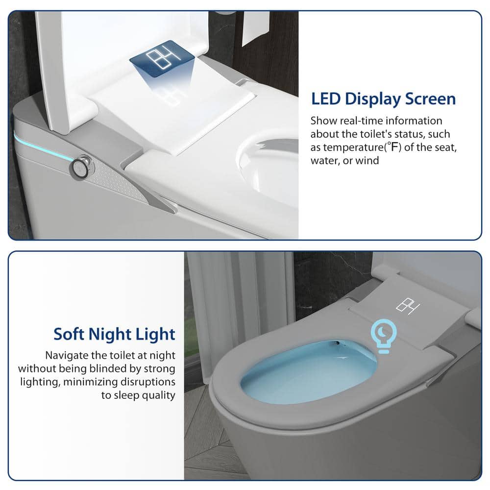 Smart 1-Piece 1.28 GPF Elongated Bidet Toilet with Heated Seat and Remote Control in Glossy White