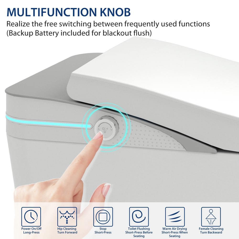 Smart 1-Piece 1.28 GPF Elongated Bidet Toilet with Heated Seat and Remote Control in Glossy White