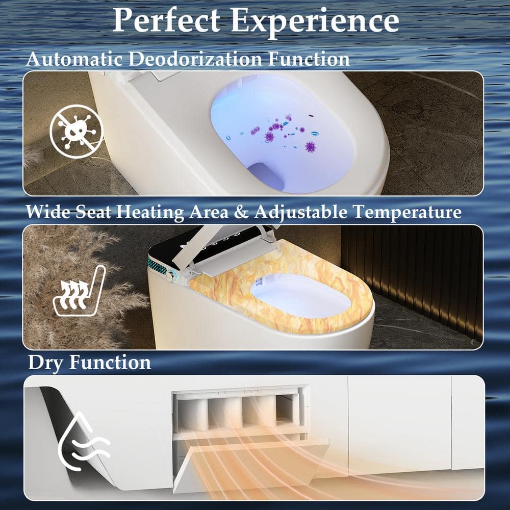 FUFU&GAGA Elongated Smart Bidet Toilet 1.28GPF with Massage Cleaning and Heated Seat