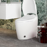 FUFU&GAGA Elongated Smart Bidet Toilet 1.28GPF White with Foot Sensing & Heated Self-Cleaning