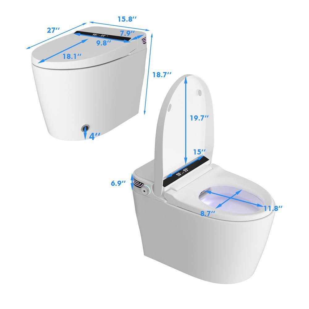 FUFU&GAGA Elongated Smart Bidet Toilet with Foot Sensing and Heated Seat