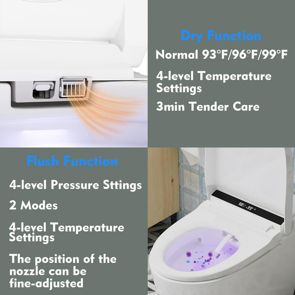 FUFU&GAGA Elongated Smart Bidet Toilet with Foot Sensing, Heated & Digital Display - 1.28 GPF