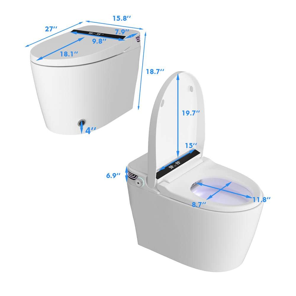 FUFU&GAGA Elongated Smart Bidet Toilet with Foot Sensing, Heated & Digital Display - 1.28 GPF