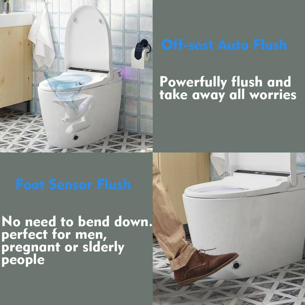 FUFU&GAGA Elongated Smart Bidet Toilet with Foot Sensing, Heated & Digital Display - 1.28 GPF