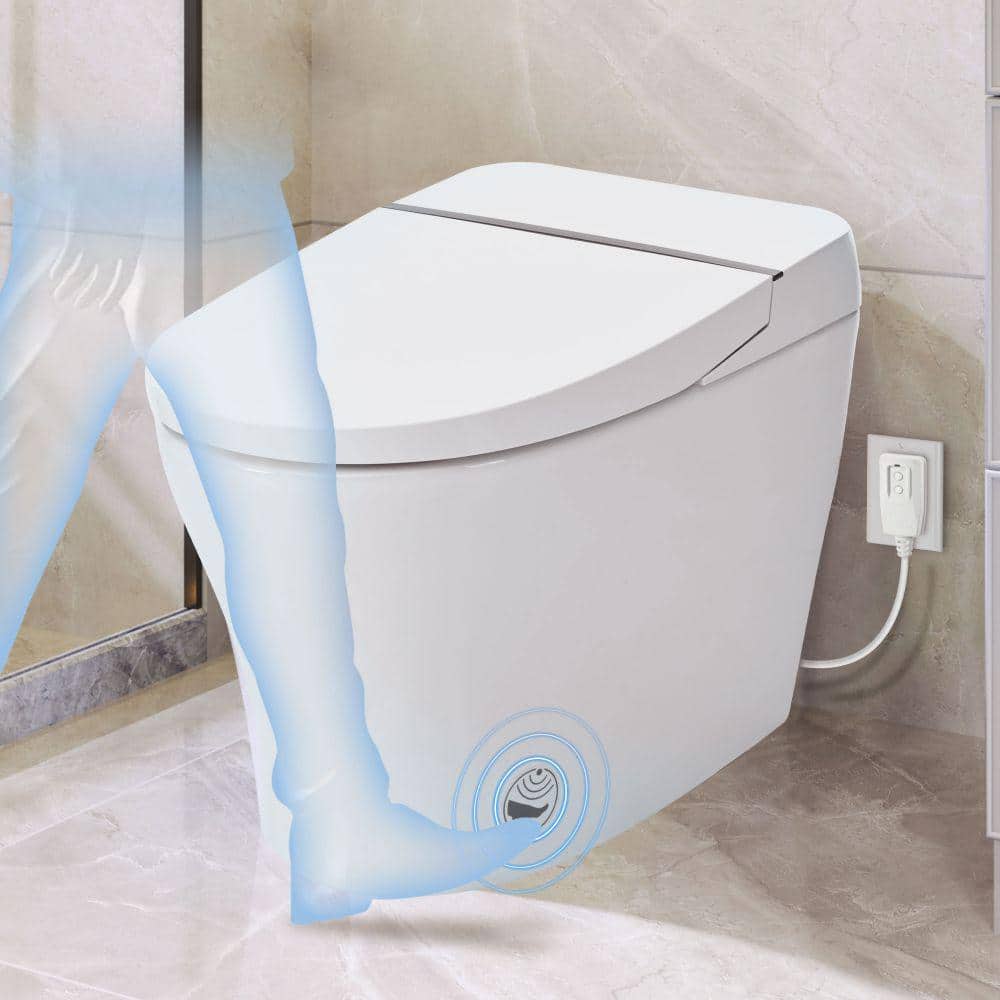 EPOWP 11.8 in. Dual Flush Elongated Smart Toilet with Foot Sensor & Knob Control