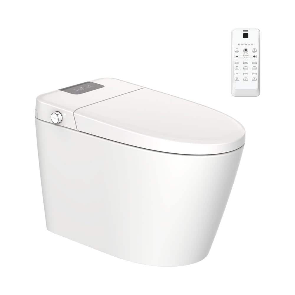Unbranded Elongated Smart Toilet with Bidet, Adjustable Sprayer, and Auto Features - White