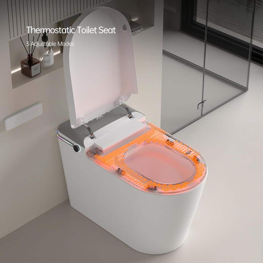 Smart Elongated Bidet Toilet with Adjustable Sprayer, Deodorizing, and Soft Close