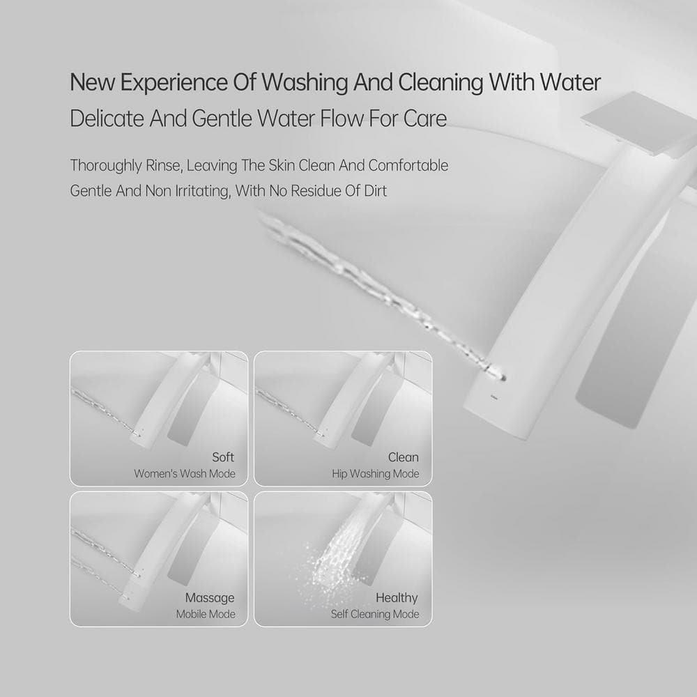 Smart Elongated Bidet Toilet with Adjustable Sprayer, Deodorizing, and Soft Close