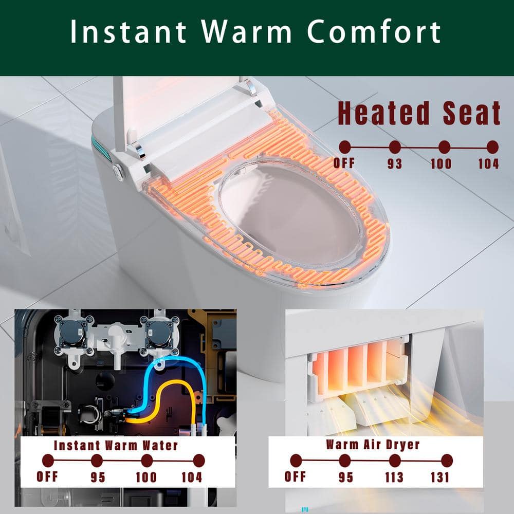 Unbranded Luxury Intelligent Smart Toilet 1.28 GPF in White with Auto Open/Close Feature