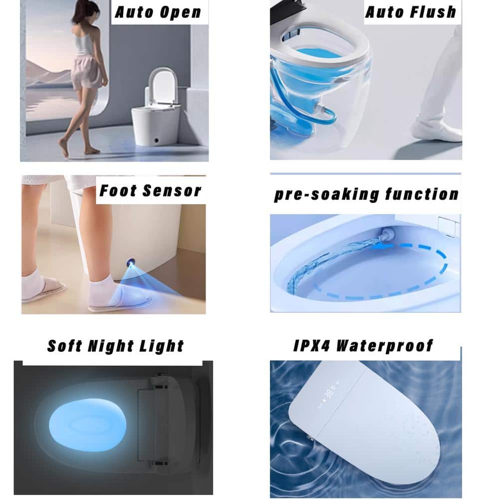 Unbranded Luxury Intelligent Smart Toilet 1.28 GPF in White with Auto Open/Close Feature