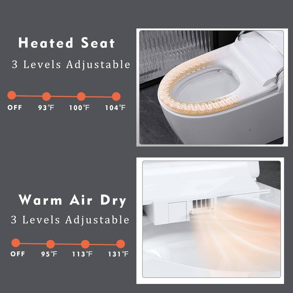 Luxury Smart Toilet with Bidet and Deodorizing Features - 1.28 GPF, White