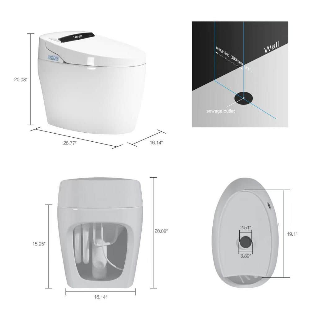 Unbranded Smart Bidet Toilet with Remote Control and Deodorizing Features - White