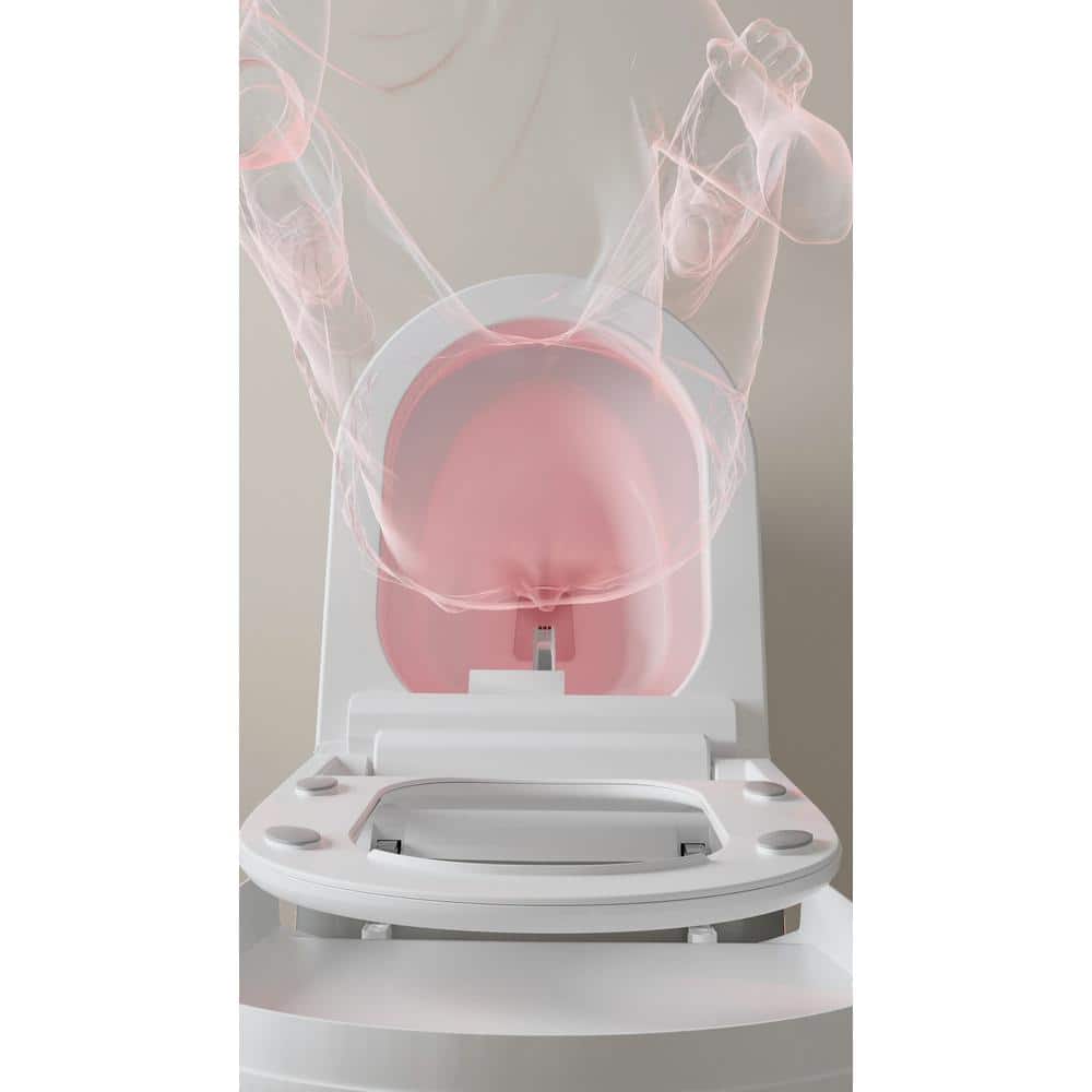 Smart Bidet Toilet with Remote Control and Deodorizing Almond Seat - 1.28 GPF, White