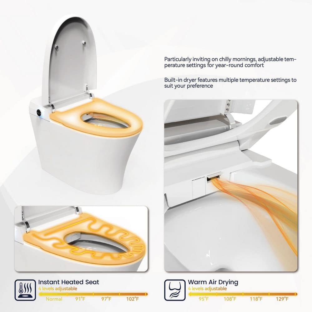 Intelligent Elongated Bidet Toilet with Foot Sensor and Heated Seat