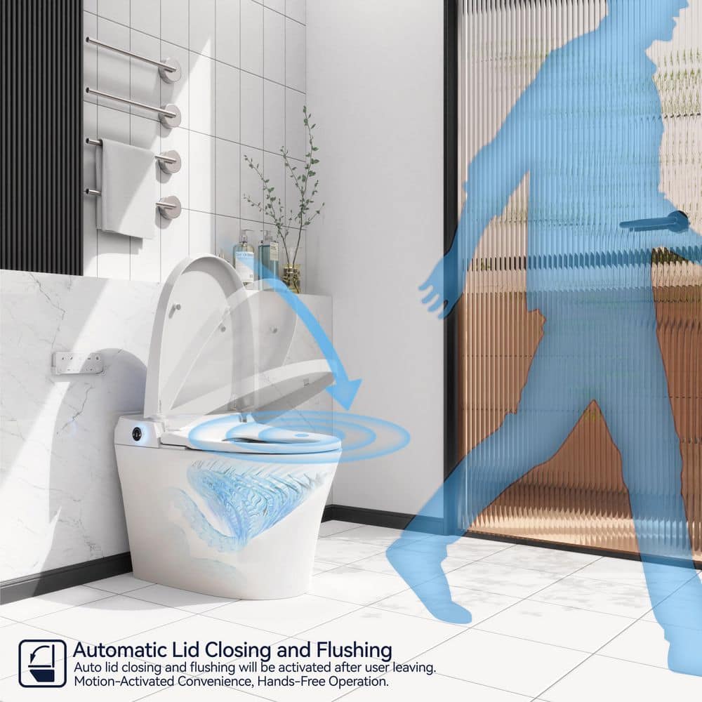 Intelligent Elongated Bidet Toilet with Foot Sensor and Heated Seat