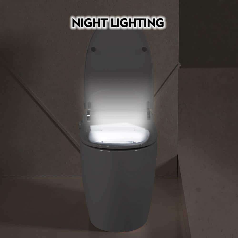 Virubi Heated Seat Smart Elongated 1-Piece Toilet with Foot Sensor, Soft Close, White
