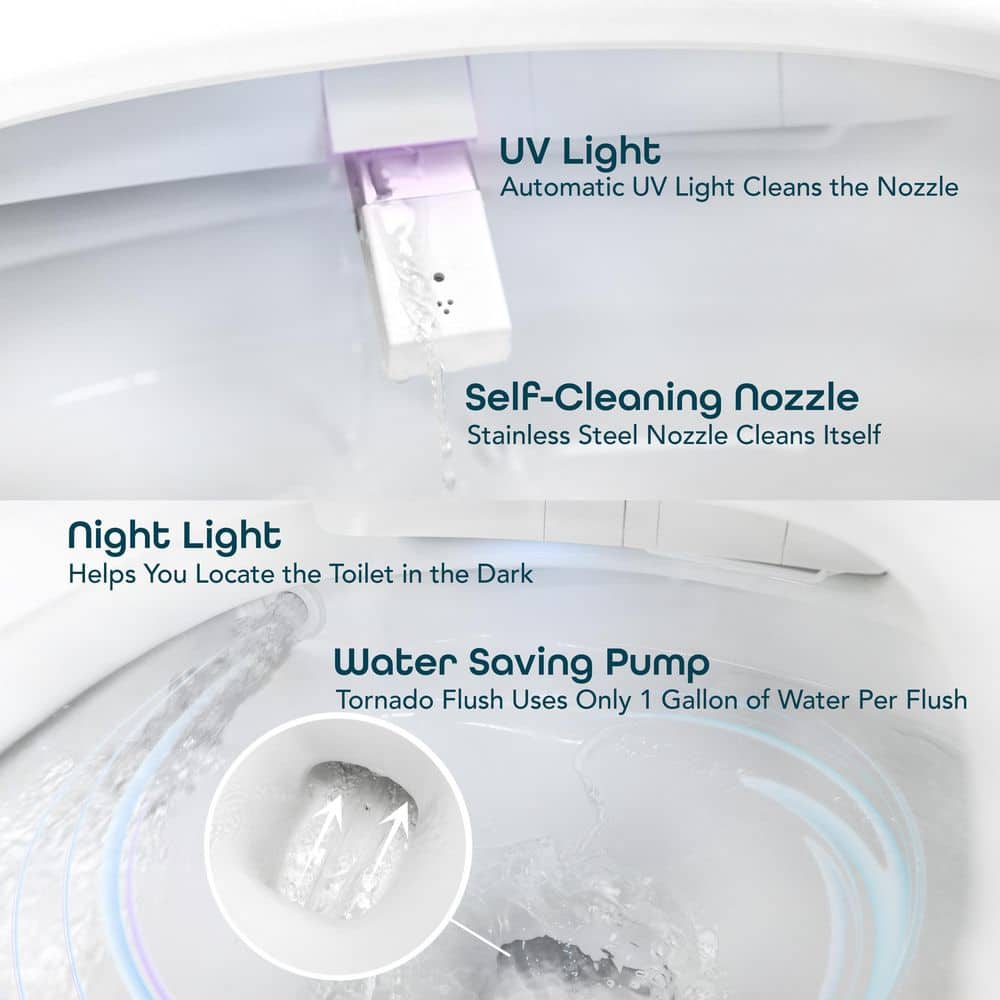 BIDETMATE 6000 Intelligent Elongated Bidet Toilet with Heated Water and Auto-Flush