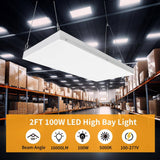 Bieuoram 2 ft. 100-Watt Integrated LED White LED Linear High Bay Light 16000 Lumens 5000K Daylight for Shop, Warehouse (1-Pack）
