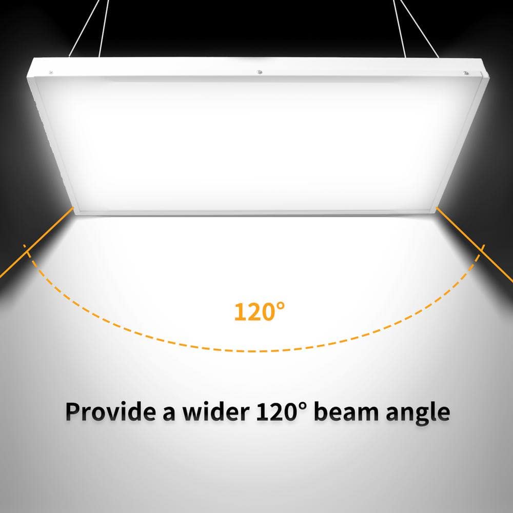 Bieuoram 2ft 400-Watt-Equivalent Integrated LED White High Bay Light 5000K Industrial Workshop Linear Hanging Light （2 Pack）