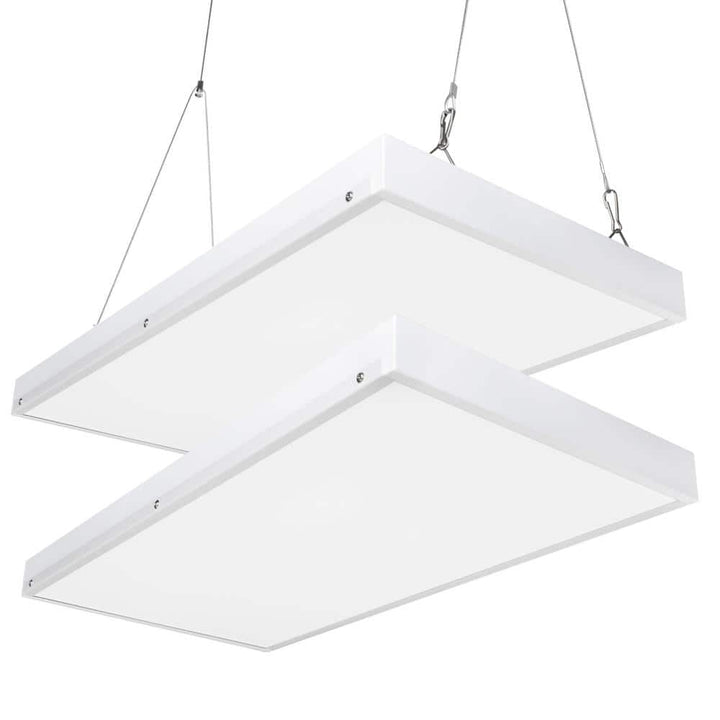 Bieuoram 2ft 400-Watt-Equivalent Integrated LED White High Bay Light 5000K Industrial Workshop Linear Hanging Light （2 Pack）