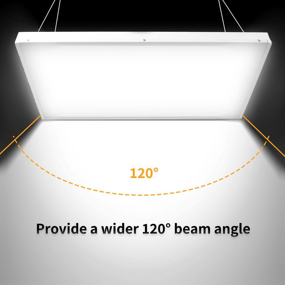 Bieuoram 2ft 400-Watt-Equivalent Integrated LED White High Bay Light 5000K Industrial Workshop Linear Hanging Light （6 Pack）
