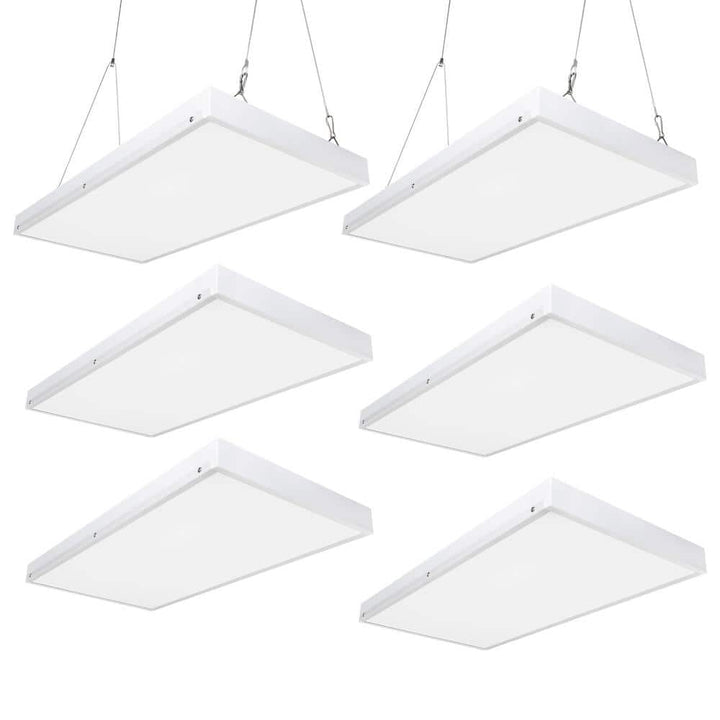 Bieuoram 2ft 400-Watt-Equivalent Integrated LED White High Bay Light 5000K Industrial Workshop Linear Hanging Light （6 Pack）