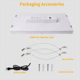Bieuoram 2ft 400-Watt-Equivalent Integrated LED White High Bay Light 5000K Industrial Workshop Linear Hanging Light （6 Pack）