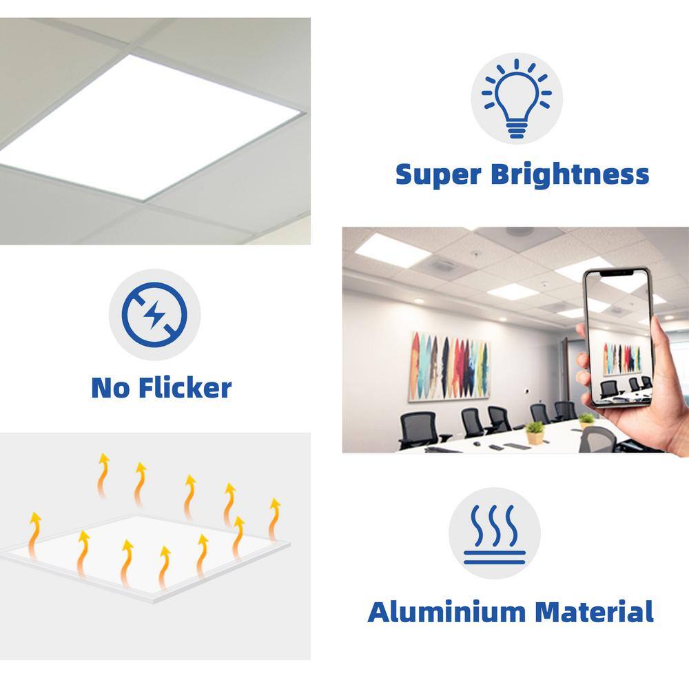 Bieuoram 2 ft. x 2 ft. 5800 Lumens Integrated LED Panel Light, 5000K Daylight, Dimmable (4 Pack)