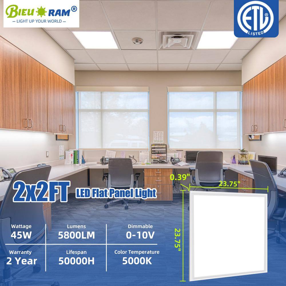 Bieuoram 2 ft. x 2 ft. 5800 Lumens Integrated LED Panel Light, 5000K Daylight, Dimmable (4 Pack)