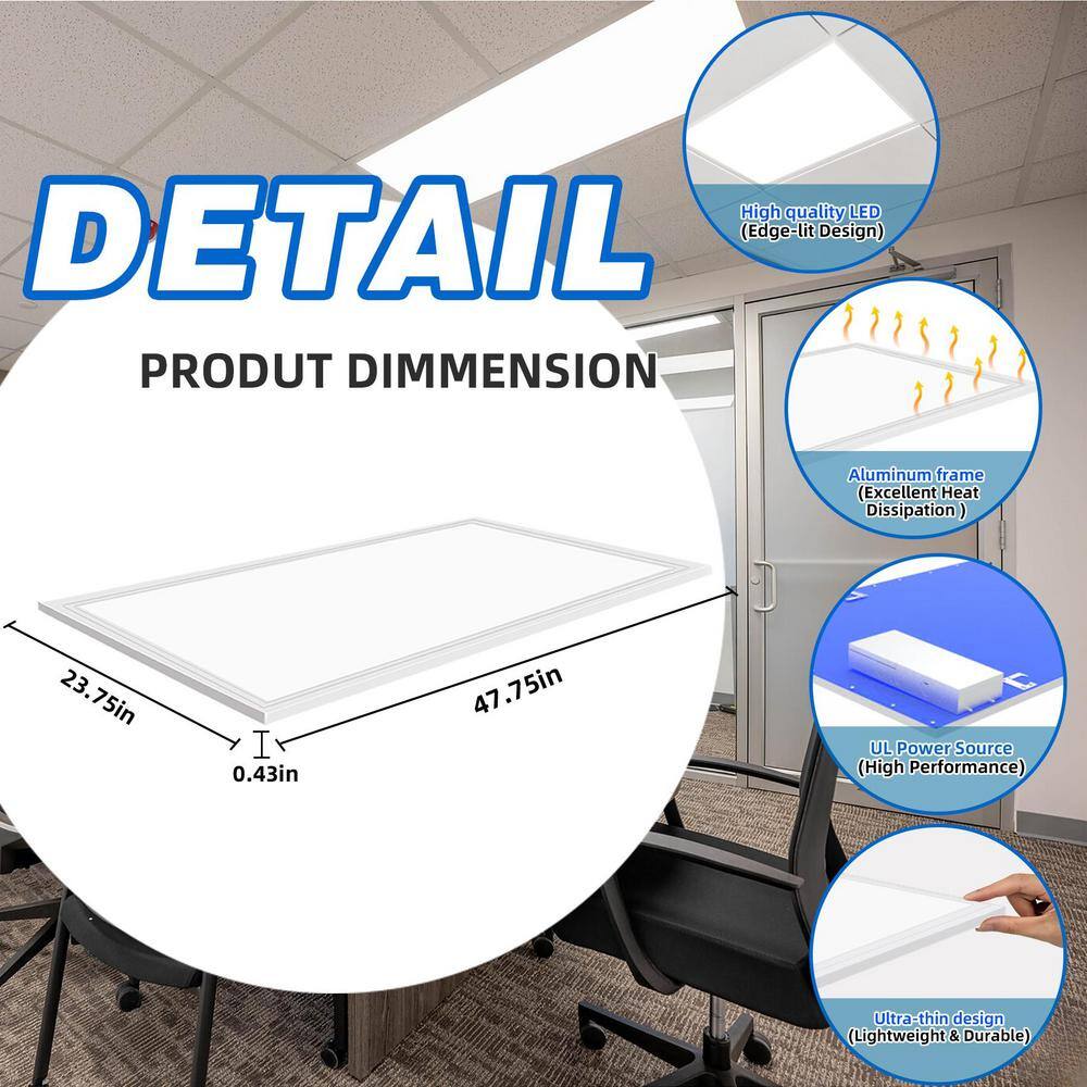 Bieuoram 2 ft. x 4 ft. 7800-Lumens Integrated LED Panel Light, 5000K White Color (12-Pack)