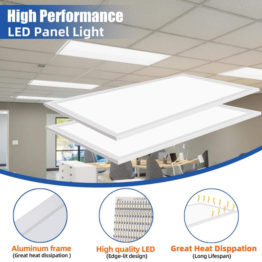 Bieuoram 2 ft. x 4 ft. 7800 Lumens Integrated LED Panel Light, 5000K White Color (16-Pack)