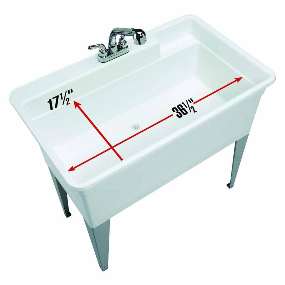 BigTub Utilatub Combo 40 in. x 24 in. Utility Tub with Swivel Faucet - White