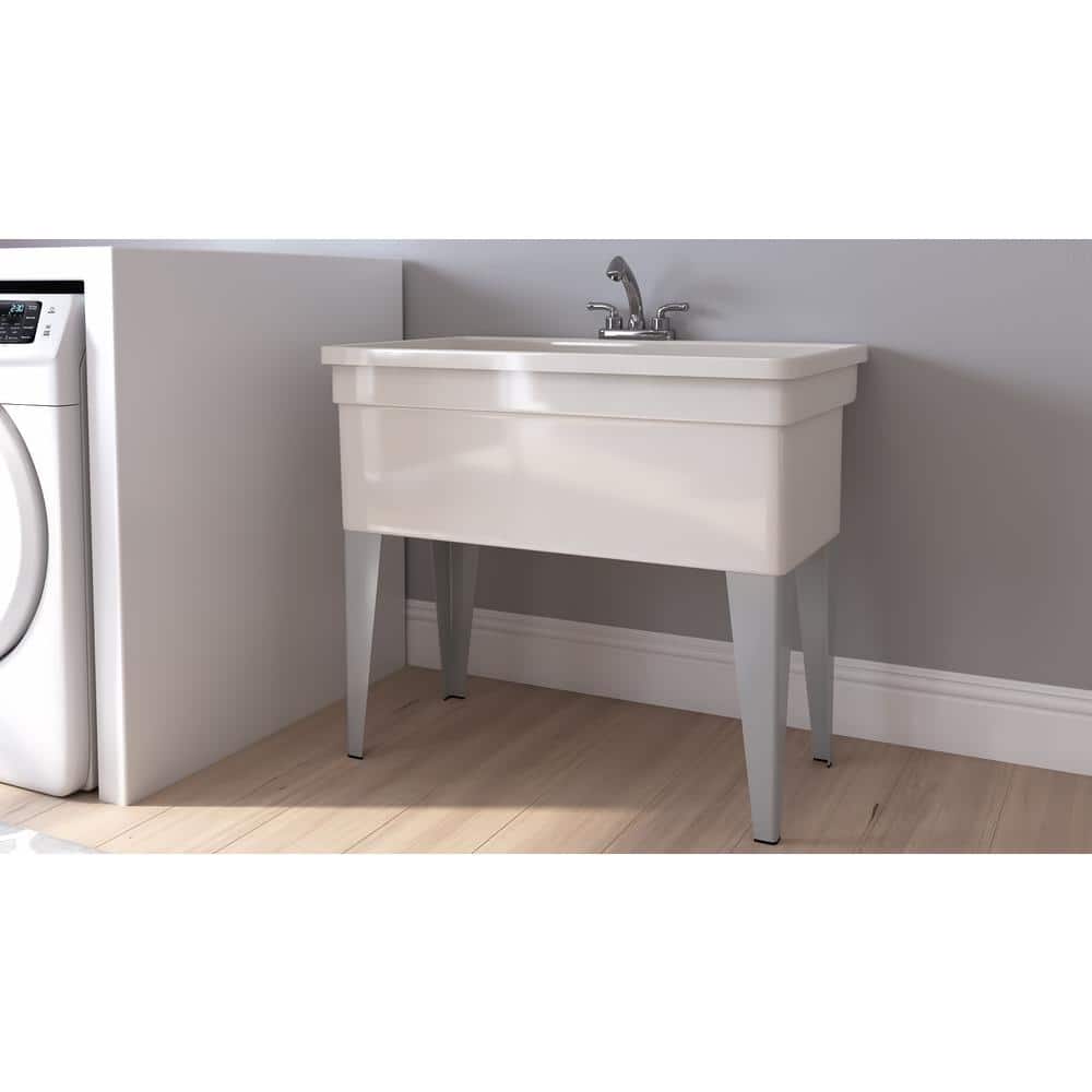 BigTub Utilatub Combo 40 in. x 24 in. Utility Tub with Swivel Faucet - White