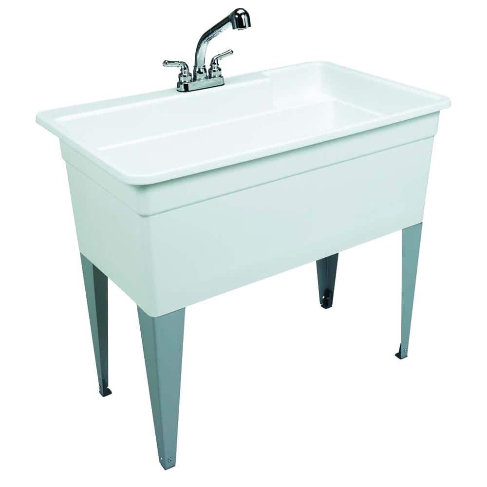 BigTub Utilatub Combo 40 in. x 24 in. Utility Tub with Swivel Faucet - White