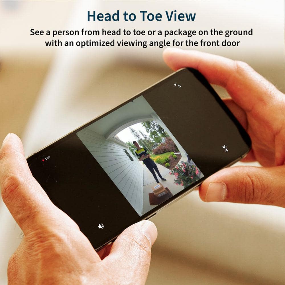 Arlo Video Doorbell 2K (2nd Gen) Wired/Wireless Smart Video Doorbell Camera with Head-To-Toe View and Night Vision - White