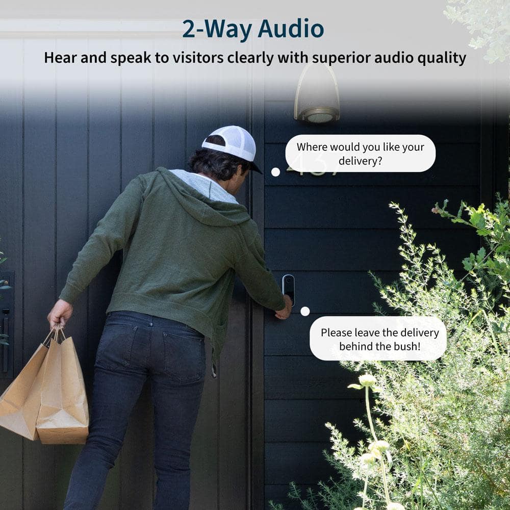 Arlo Video Doorbell 2K (2nd Gen) Wired/Wireless Smart Video Doorbell Camera with Head-To-Toe View and Night Vision - White