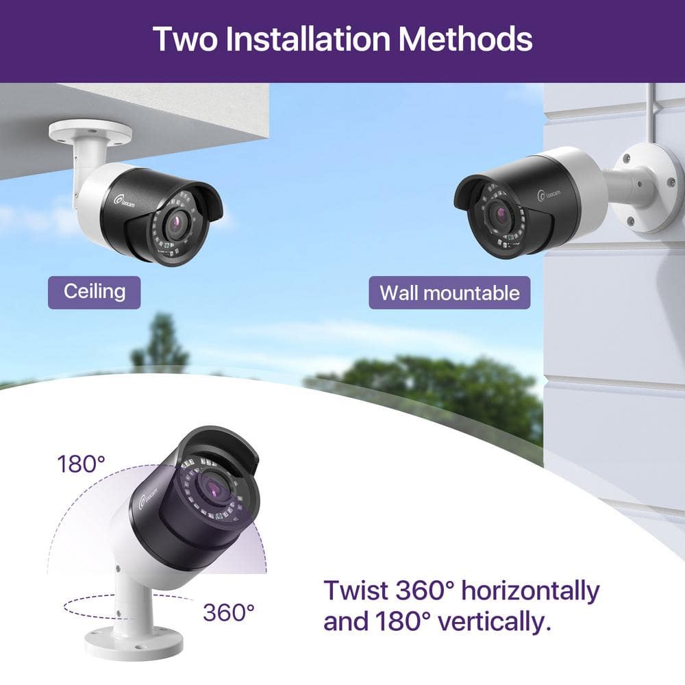 LOOCAM 1080p Wired TVI Outdoor Hardwired Bullet Security Camera Compatible for TVI/Hybrid DVR