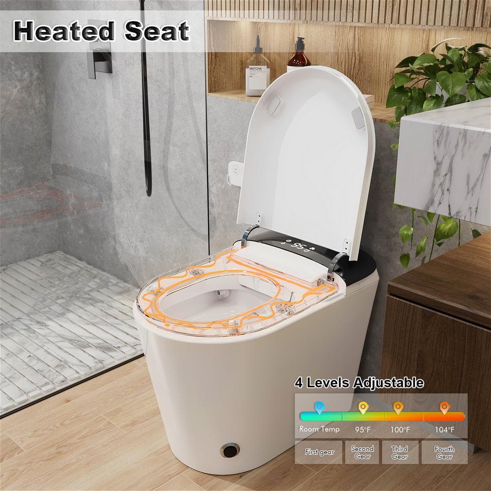 MYCASS Smart Toilet Bidet 1.32 GPF with Warm Air Dryer & Auto Flush