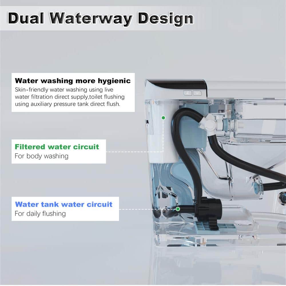 MYCASS Smart Toilet Bidet 1.32 GPF with Warm Air Dryer & Auto Flush