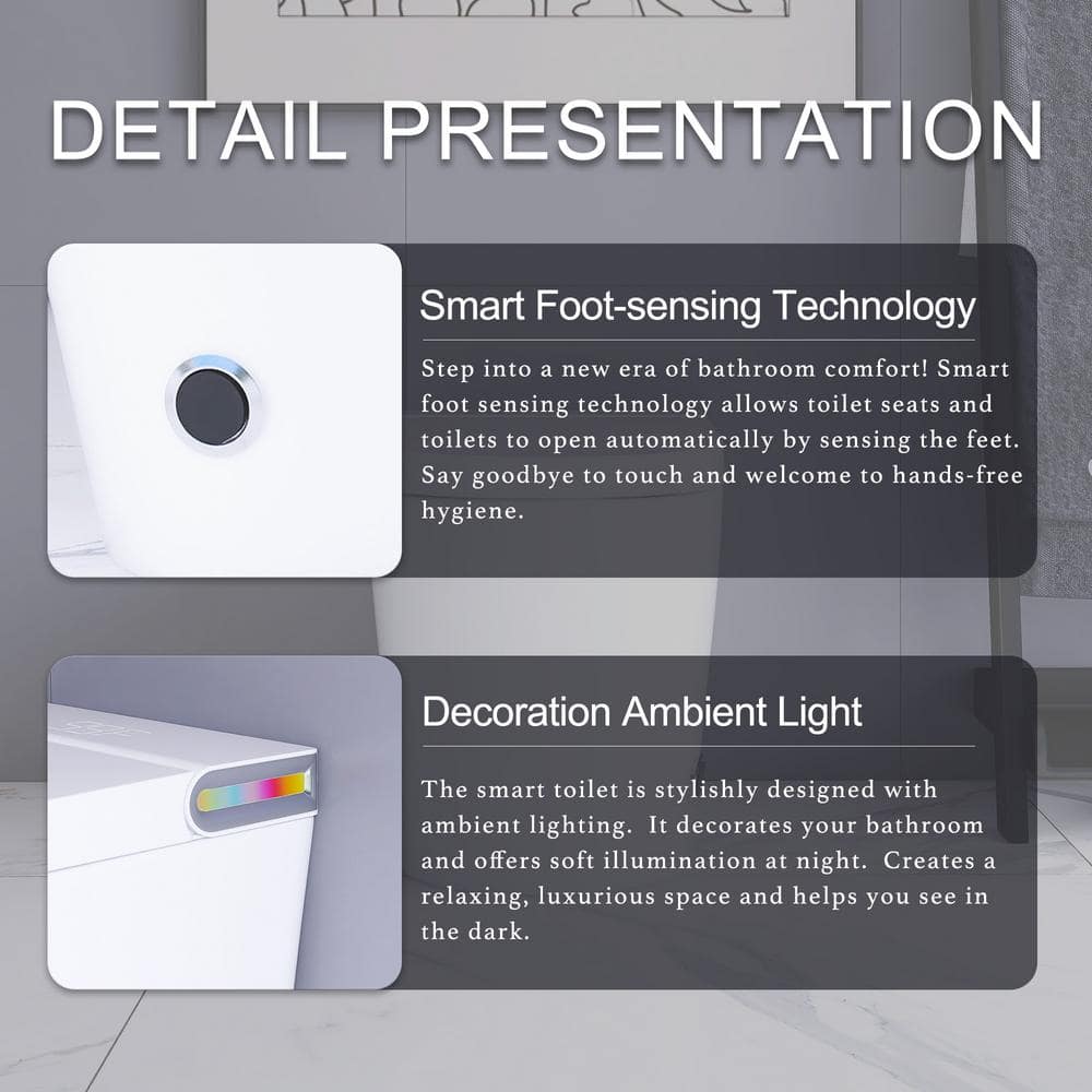 Boosicavelly Smart Bidet Toilet 1.19 GPF in White with Night Light and Remote Control