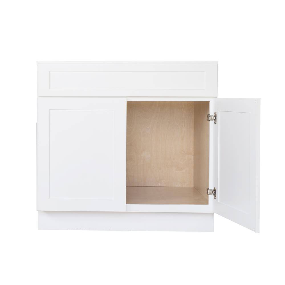 Bremen Cabinetry Bremen Ready to Assemble 30x34.5x24 in. Shaker Base Cabinet with 2 Doors and 1 Drawer in White