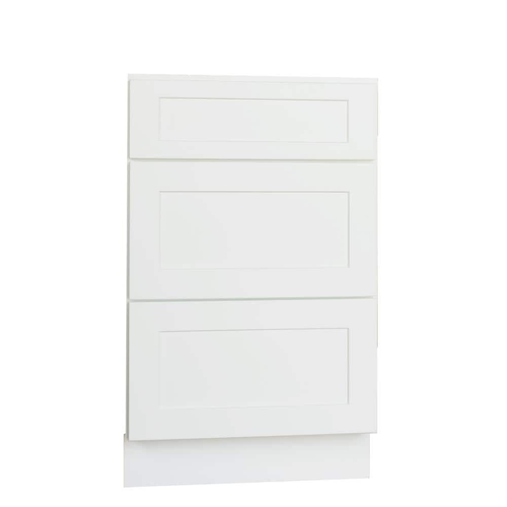 Bremen Cabinetry Bremen Ready to Assemble 24x34.5x24 in. Shaker Base Drawer with 1 Standard Drawer with 2 Deep Drawers in White