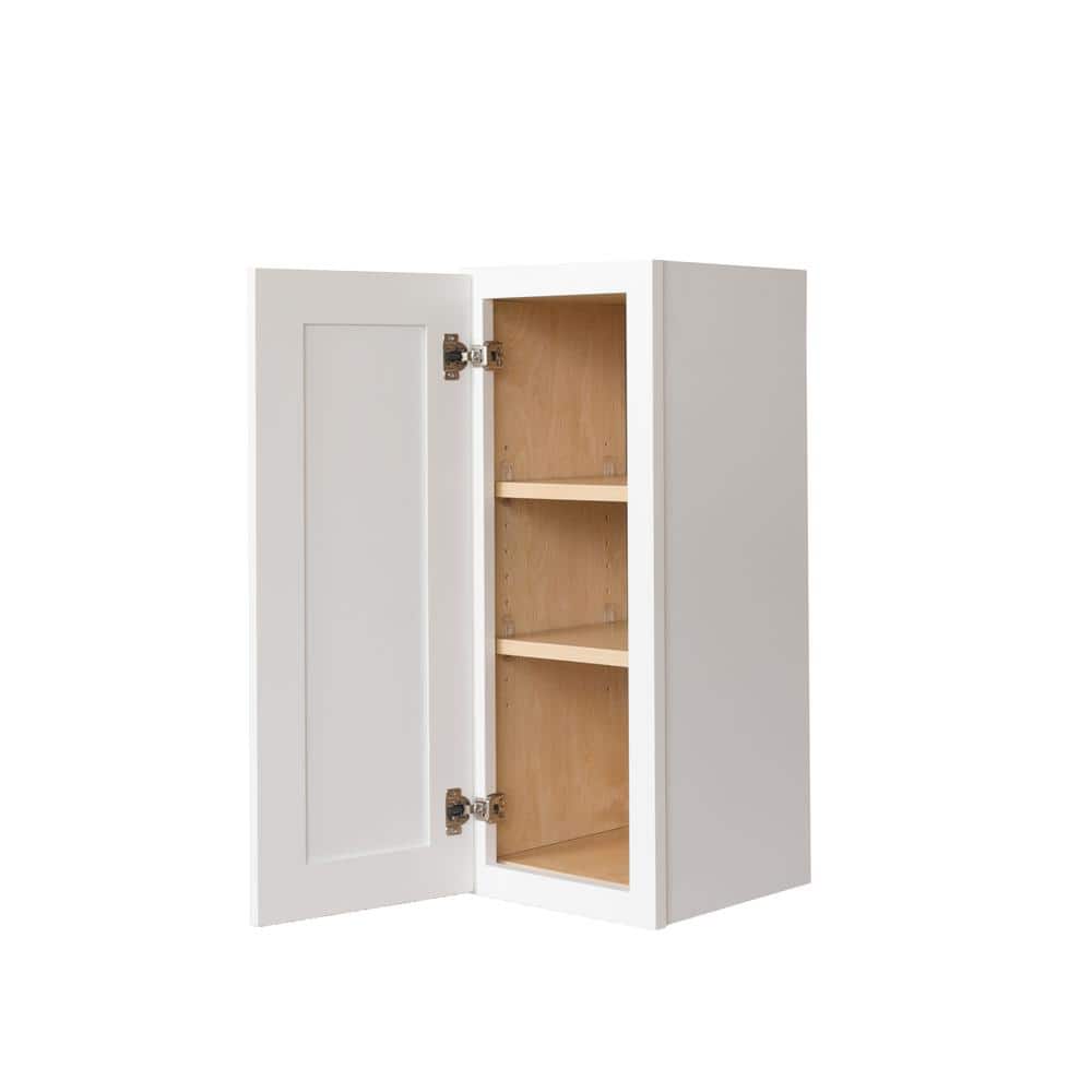 Bremen Cabinetry Bremen Ready to Assemble 12x30x12 in. Shaker Wall Cabinet with 1-Door and Adjustable Shelves in White