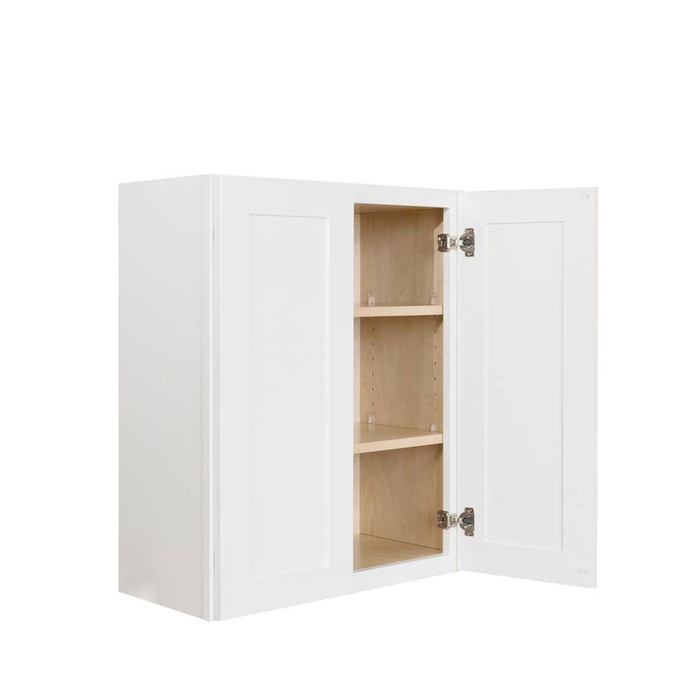 Bremen Cabinetry Bremen Ready to Assemble 27x42x12 in. Shaker Wall Cabinets with 2 Doors and 3 Adjustable Shelves in White
