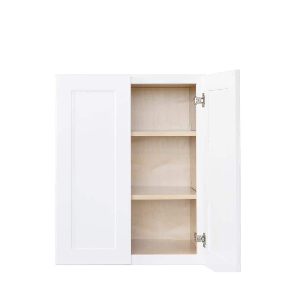 Bremen Cabinetry Bremen Ready to Assemble 27x42x12 in. Shaker Wall Cabinets with 2 Doors and 3 Adjustable Shelves in White